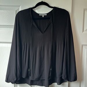 Black pleat flowy dress blouse, size XS